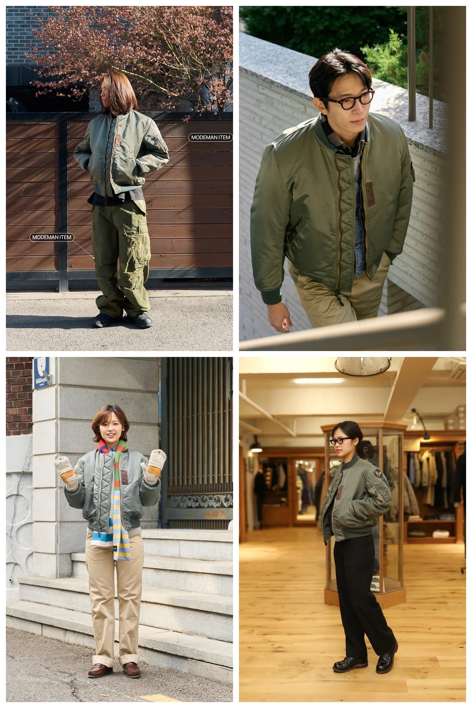 Veste vintage pilote homme pêche sage green doublée chaude style militaire pêche hiver