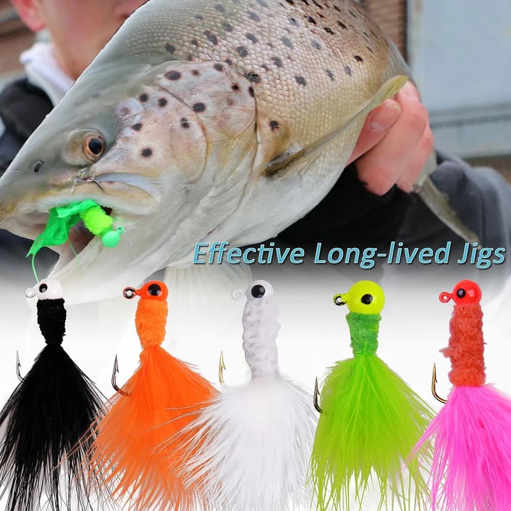 9 PCS têtes plombées marabout colorées pour pêche au crappie, perche et truite