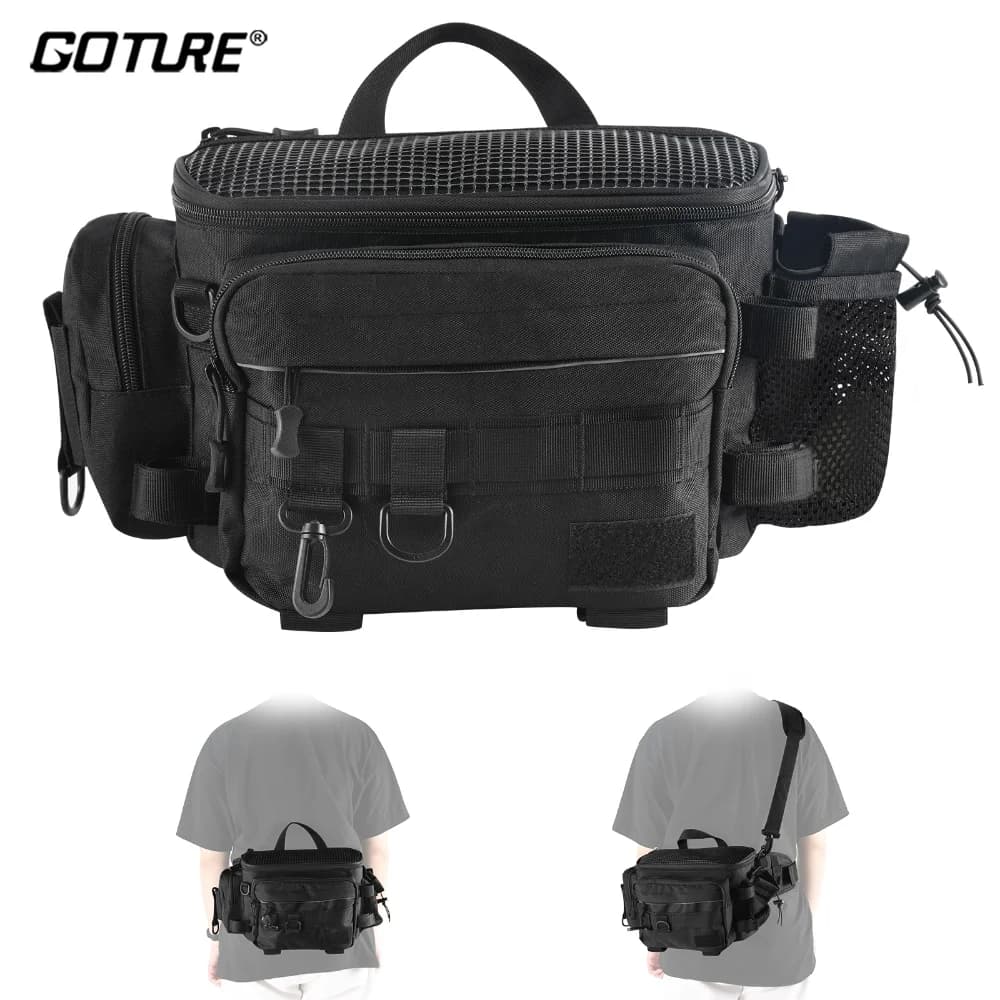Sac bandoulière Goture multifonction pour matériel de pêche - Rangement outils et leurres pêche