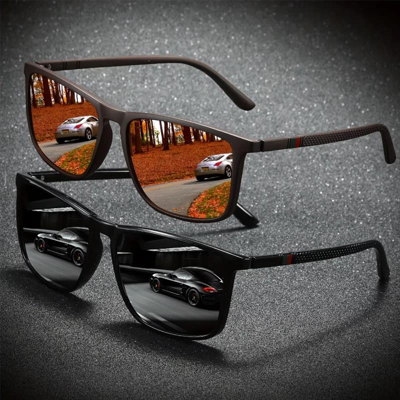 Lunettes de soleil carrées UV400 pêche anti-éblouissement - Lot 2/3 paires été voyage
