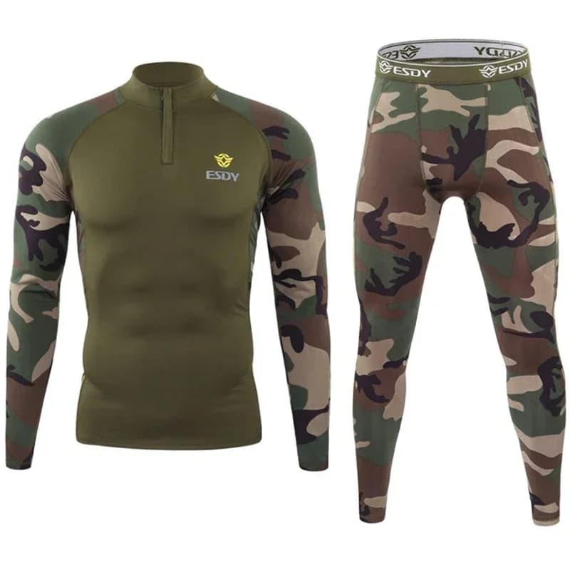 Sous-vêtement thermique camouflage hiver pêche chasse vêtement technique homme séchage rapide