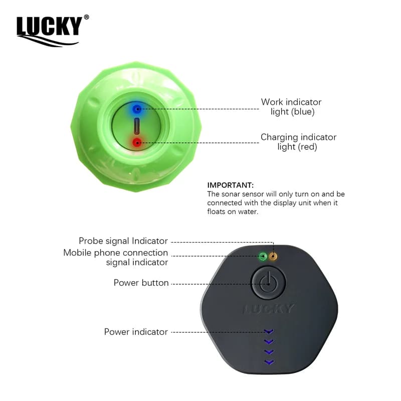 LUCKY FF916 sondeur WiFi amélioré portée 120m profondeur 45m compatible iOS Android sans fil