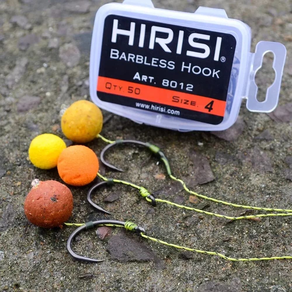 Hameçons de pêche sans ardillon Hirisi 50 pièces, acier inoxydable haute teneur en carbone et résistants,