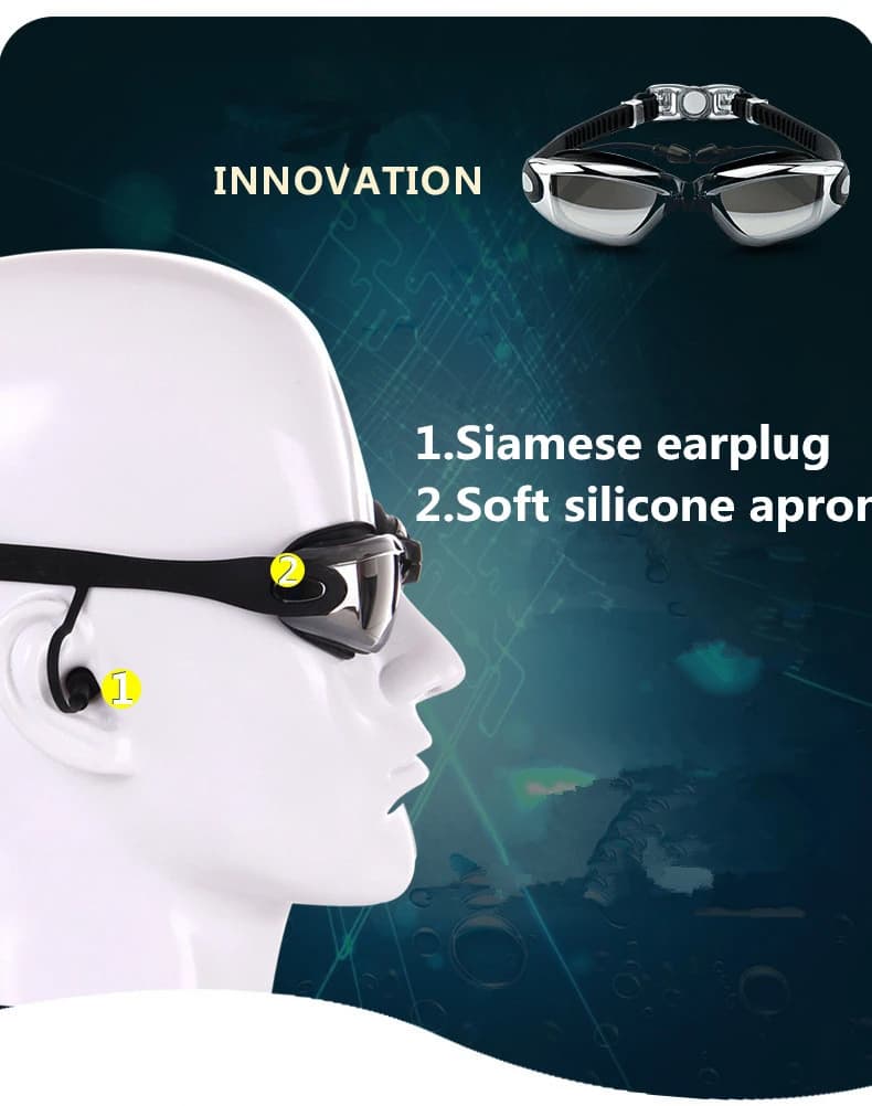 Lunettes de natation professionnelles électroplaquées étanches silicone adultes compétition