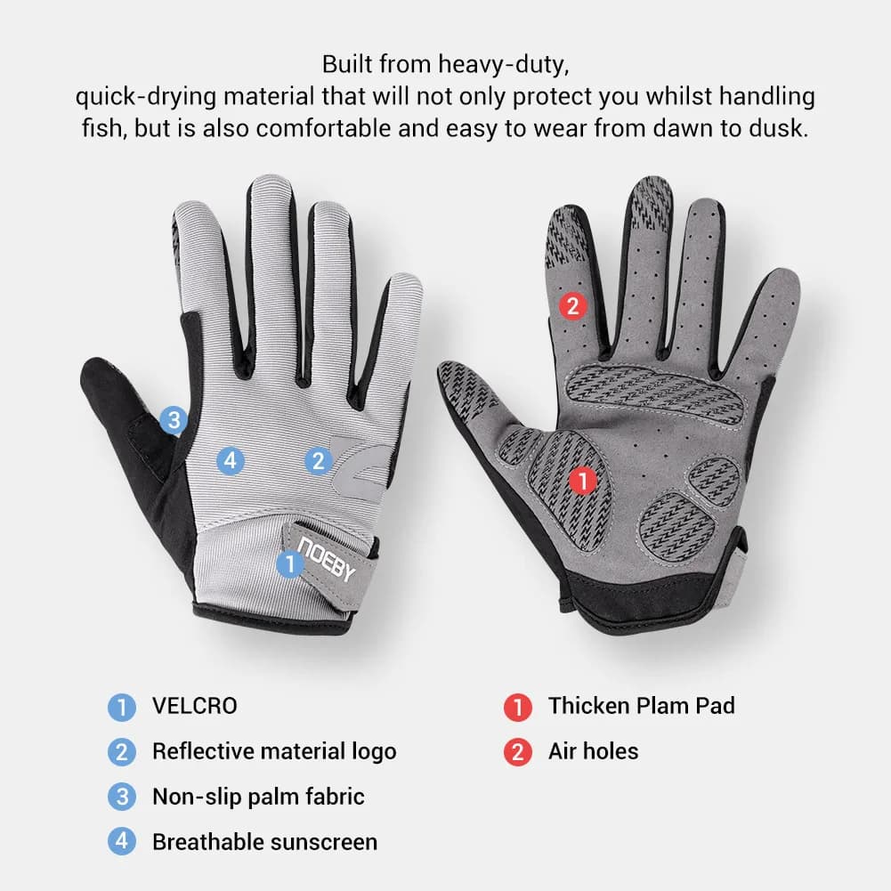 Gants de pêche Noeby antidérapants pleine main - Protection UV homme femme pour cyclisme et extérieur