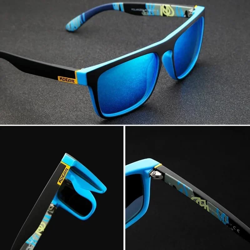 Lunettes de soleil polarisées carrées 1-2PCs anti-éblouissement pour pêche, conduite et vacances