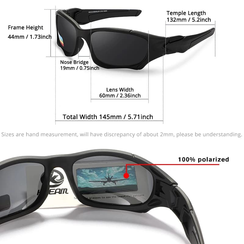 Lunettes de sport polarisées KDEAM KD0623 - Monture incurvée résistante pour activités outdoor intenses
