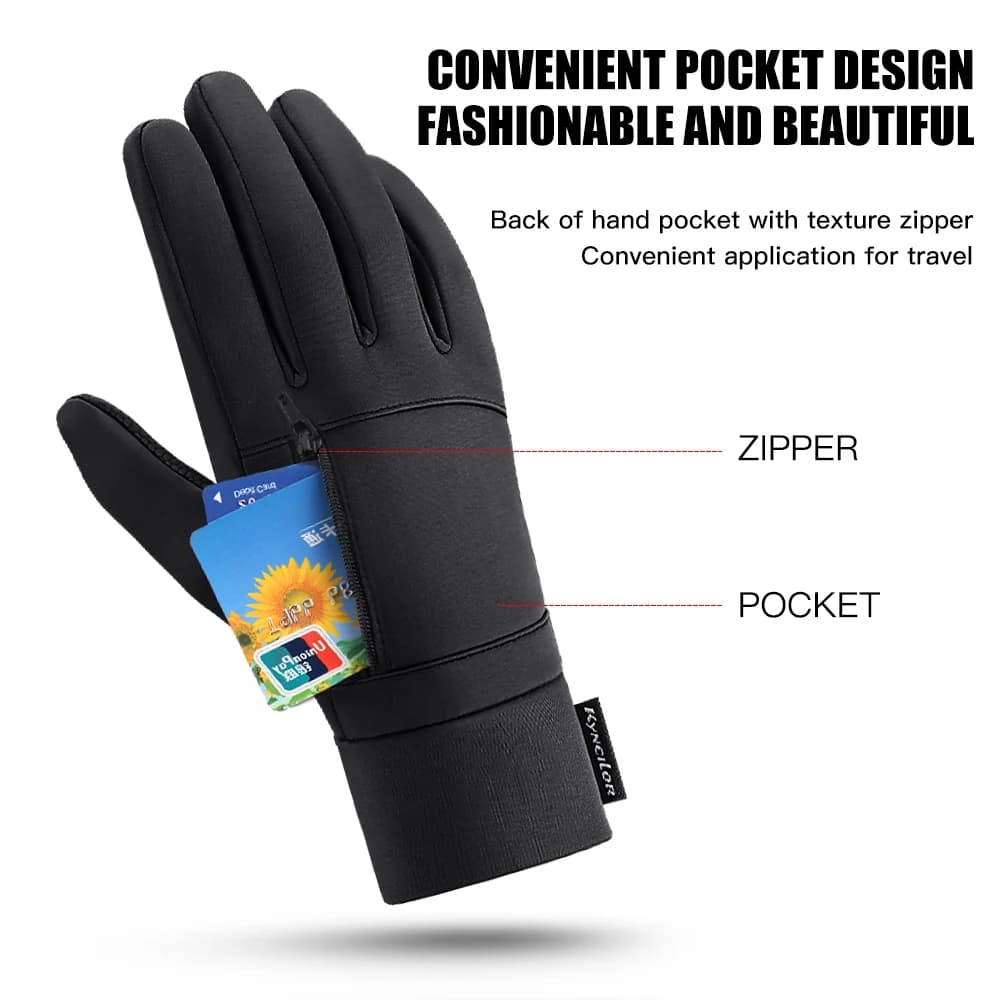 Gants hiver homme écran tactile unisexe imperméables antivent chauds vélo sport zip mode