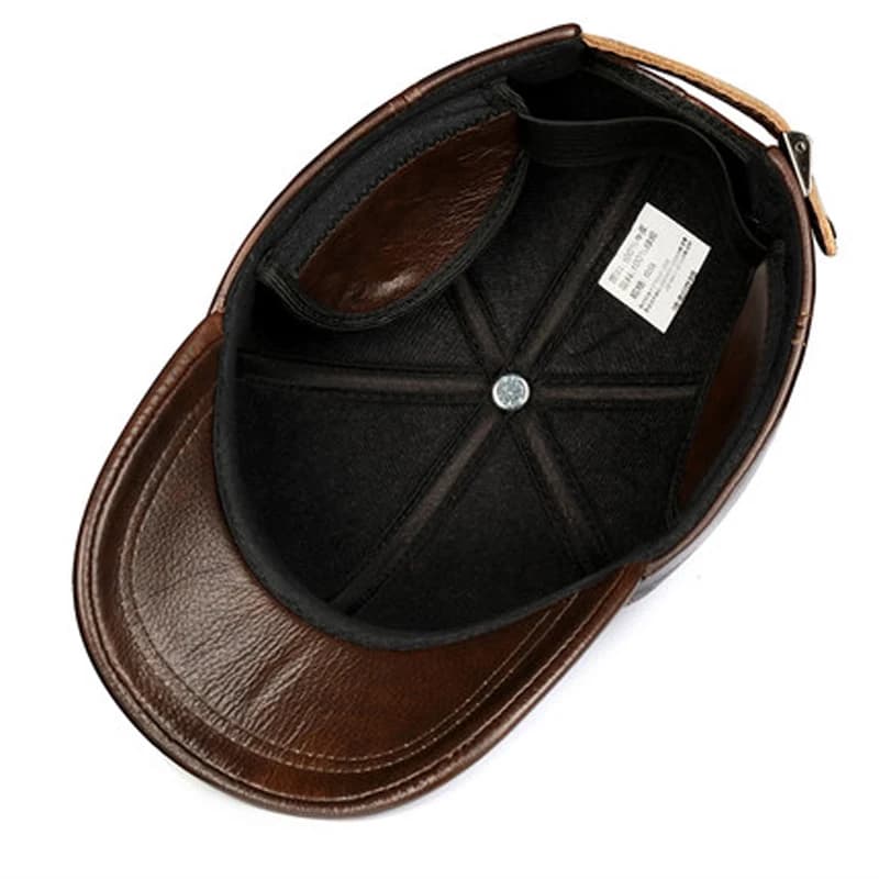 Casquette baseball cuir véritable homme hiver 2024 - Protection oreilles chasse pêche sport