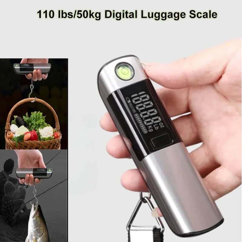 Pèse-bagages numérique LCD portable avec mètre ruban - Balance voyage multifonction pour équipement pêche