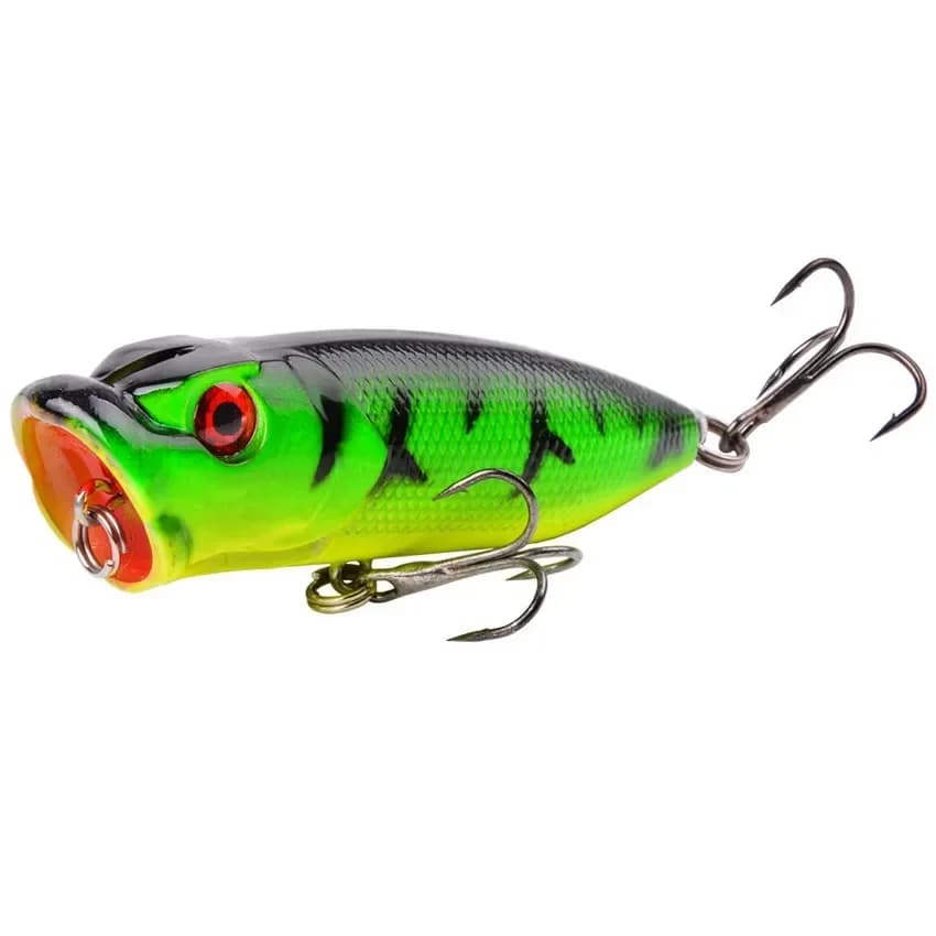 Leurre popper 7cm 12g avec 2 triples hameçons - appât surface pour pêche de la carpe et carnassiers