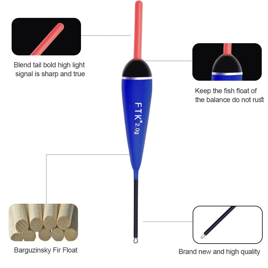 Flotteur Barguzinsky en sapin pour la pêche à la carpe, 5 flotteurs verticaux 13-14.5cm 2-5g, accessoires pêche