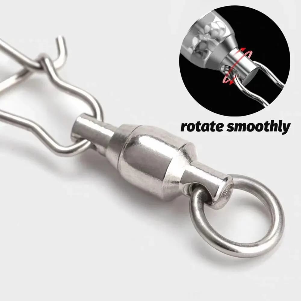 Kit 20 pièces GOBAIT émerillons snaps à roulements avec fermoir croisé pour connexion lignes pêche