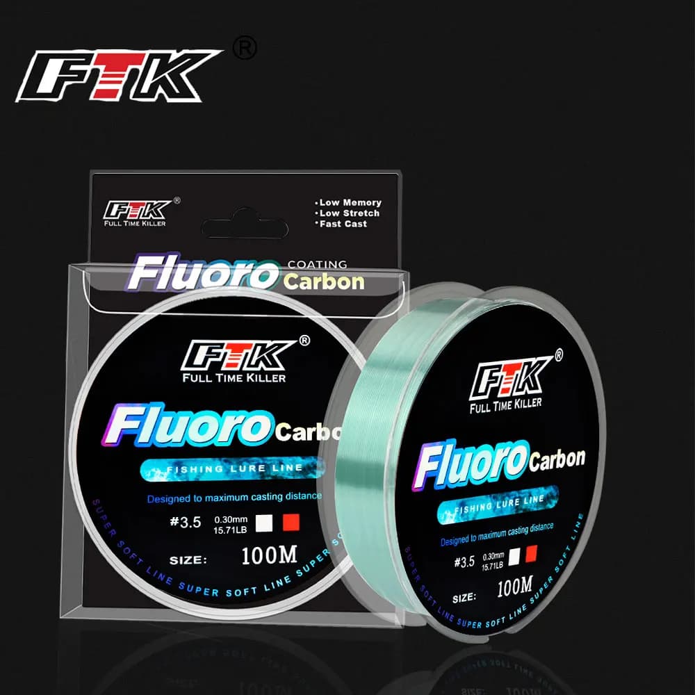 Ligne fluorocarbone FTK rose 100m pour leurres - Leader souple pêche à la mouche 4-34LB