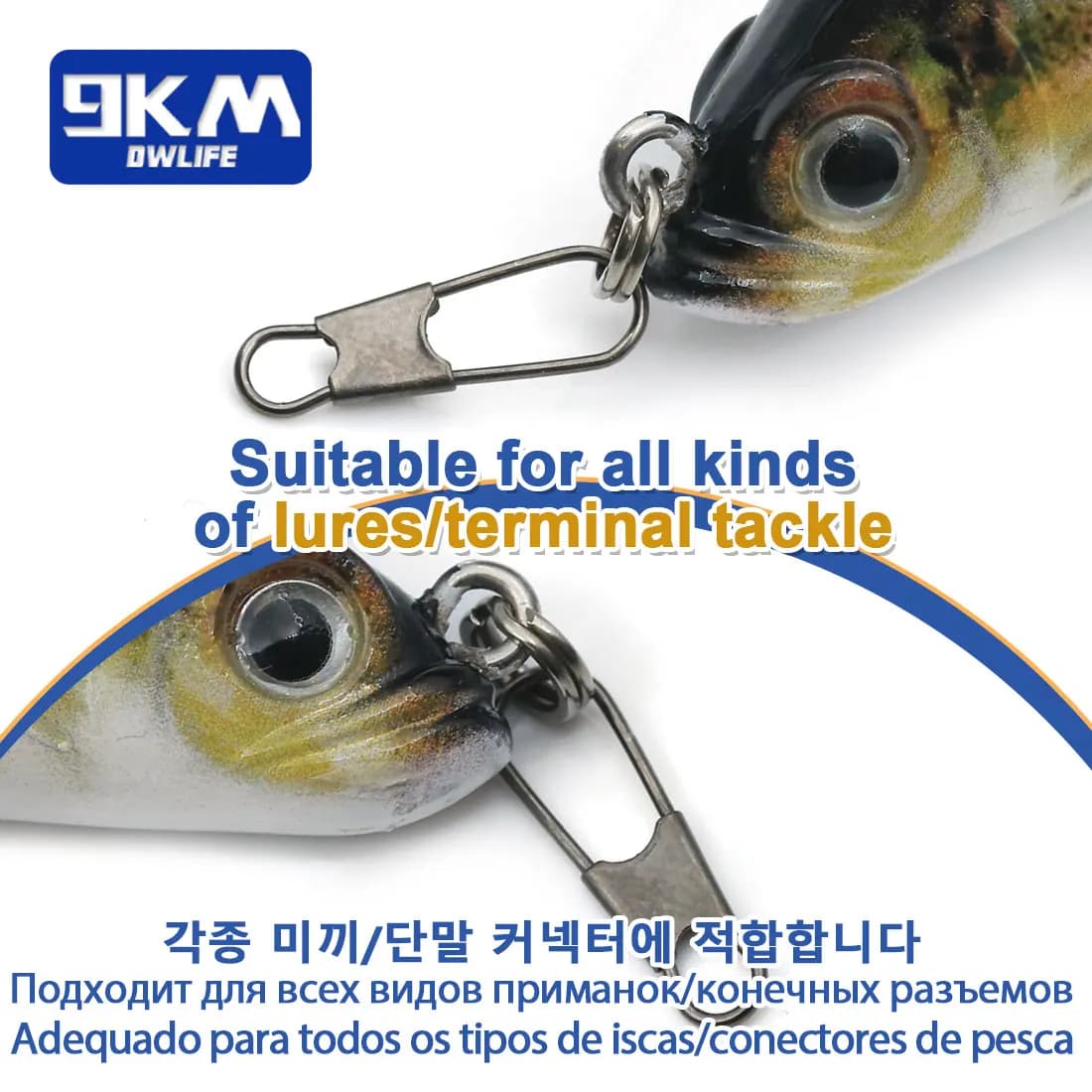 Snap pêche acier inoxydable 50 pièces 9km clips rapides changement facile eau douce mer