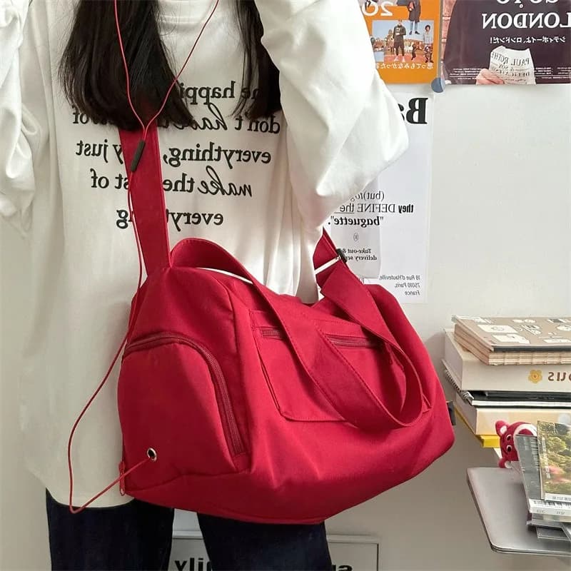 Grand sac bandoulière tote pour pêcheuse - Sac messenger canvas tendance 2024 pratique pour le sport