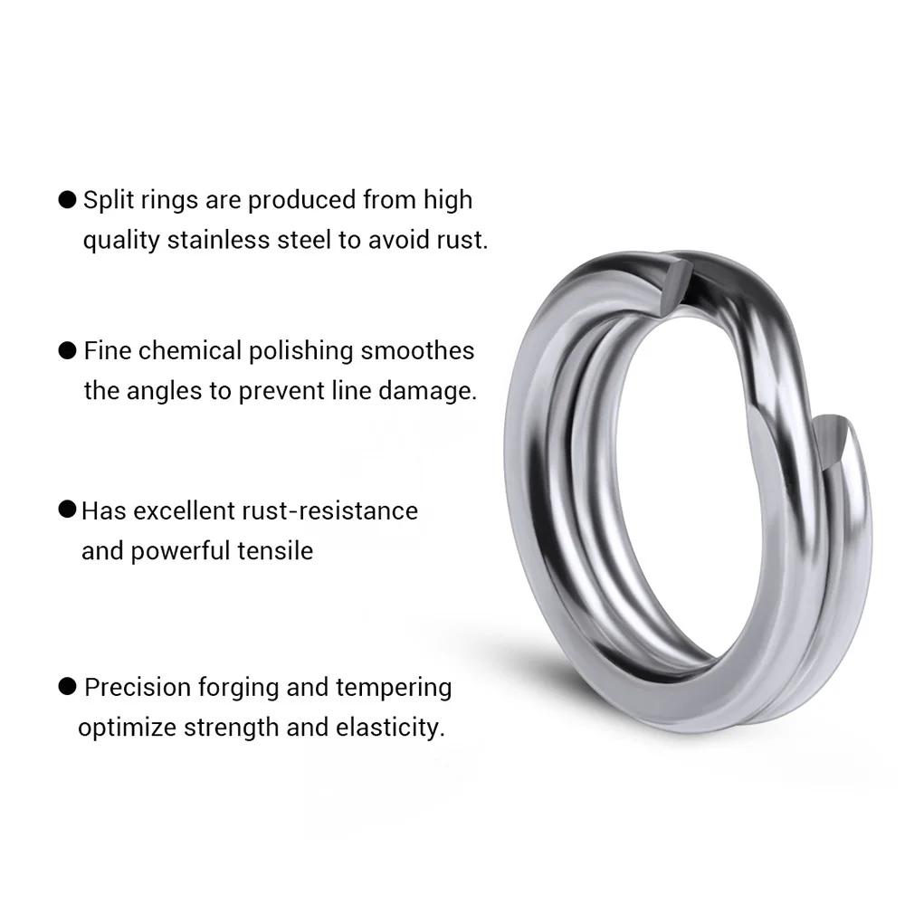 Anneaux ouverts acier inox 5 tailles pour connecter leurres, lot 200/250 pièces pour boîte pêche