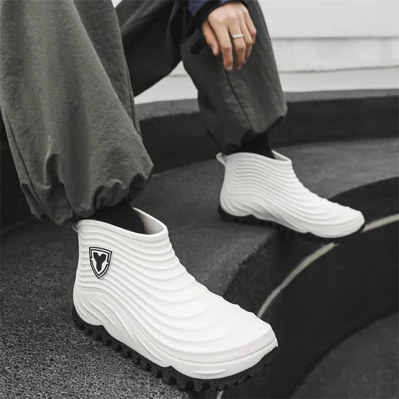 Low-Top Men's Rain Boots Waterproof Slip-Resistant Trendy Short Waterproof PVC S