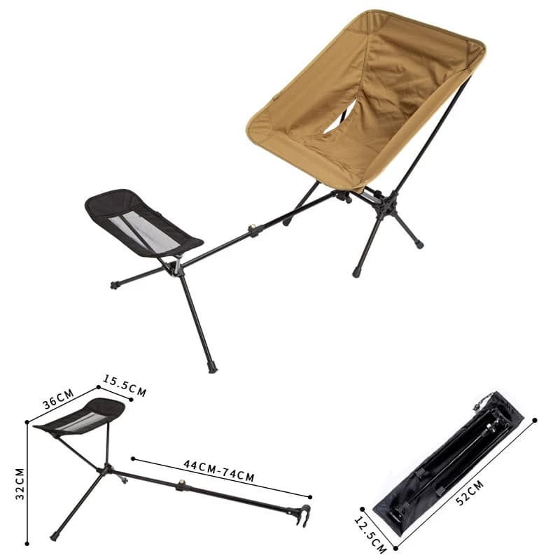 Chaise de pêche pliante en aluminium léger avec repose-pieds pour camping et plage