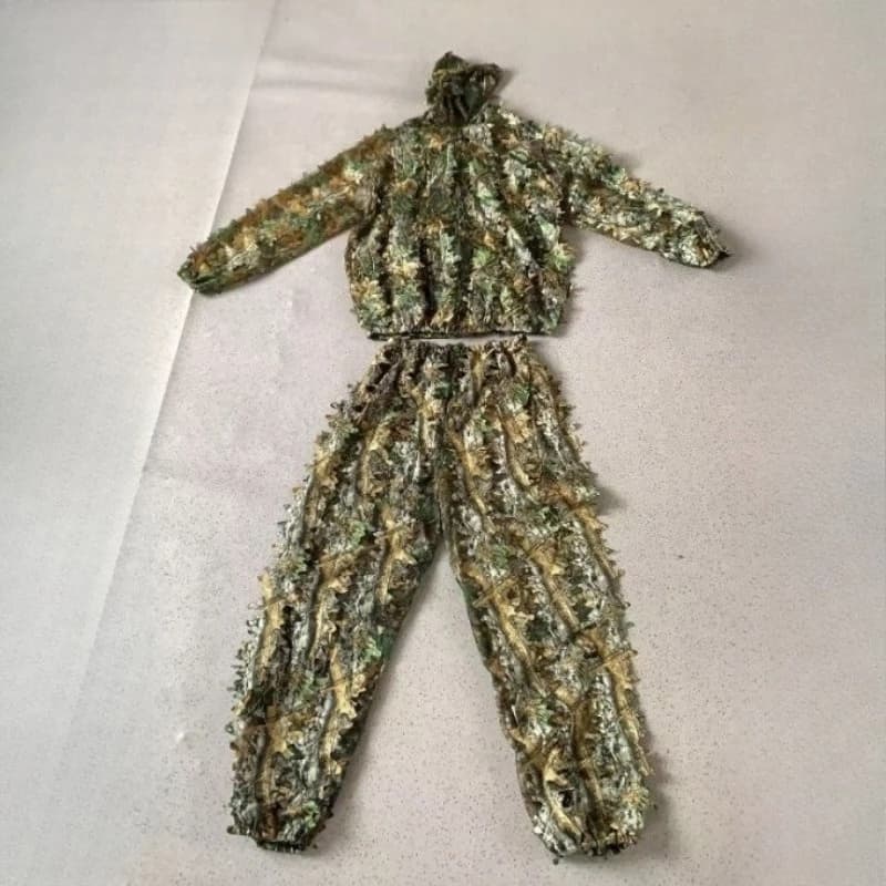 Uniforme camouflage respirant pêche chasse léger avec capuche design feuillage forestier tenue tactique