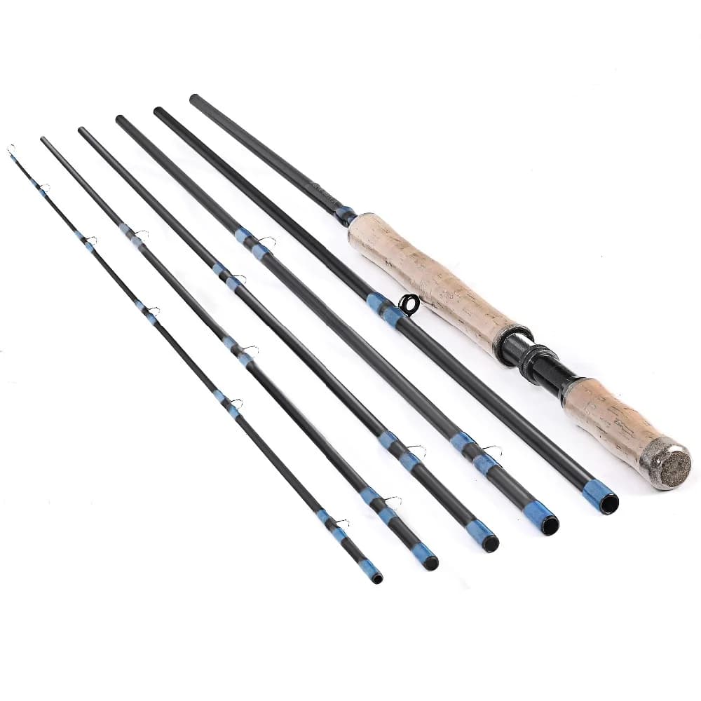Canne spey 13ft 8-9WT et 14ft 9-10WT carbone action medium-fast 6 sections pour pêche saumon grand fleuve