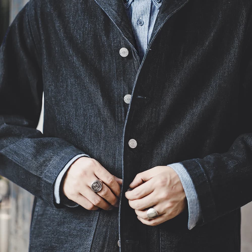 Veste denim lavé vintage homme - Workwear coton pour pêche décontractée et chasse