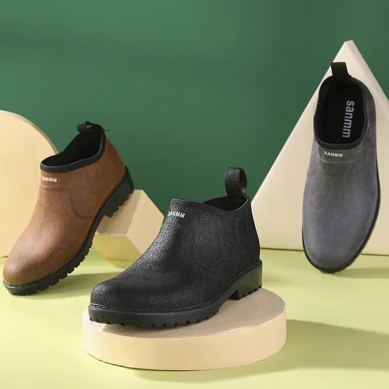 Bottes de pluie cheville homme 2025 mode jardin pêche imperméables caoutchouc tendance