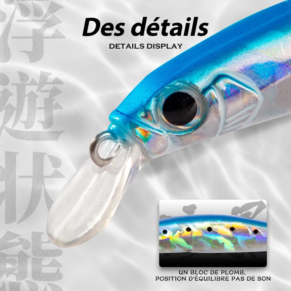 Leurre de pêche truite et bar leurre dur jerkbait coulant Artist Minnow 70mm 7g pour pêche