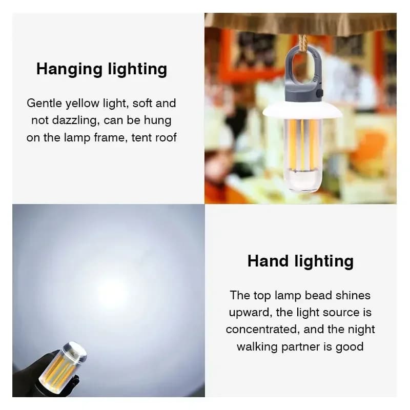 Lampe de camping rechargeable Heinast 5 modes, torche légère pour tente, randonnée, pêche nocturne et patio