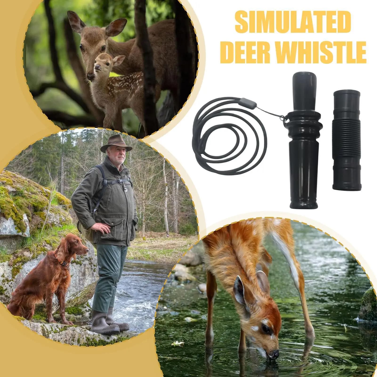 Sifflet appât bionique pour cerf portable - Appel mâle, femelle et faon réglable pour chasse