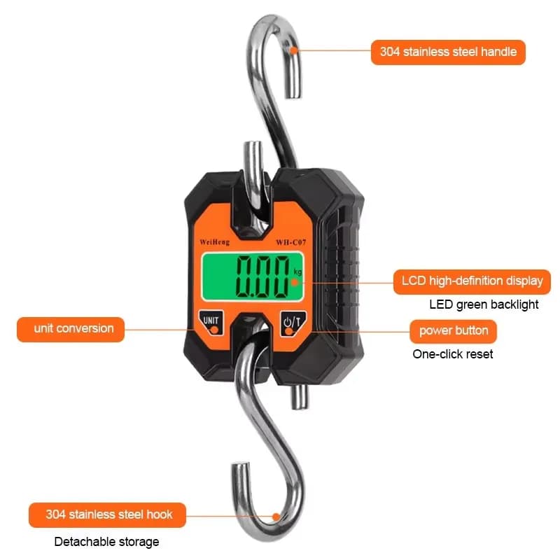 Balance digitale suspendue portable 100kg précision 50g inox pour pêche et usage industriel