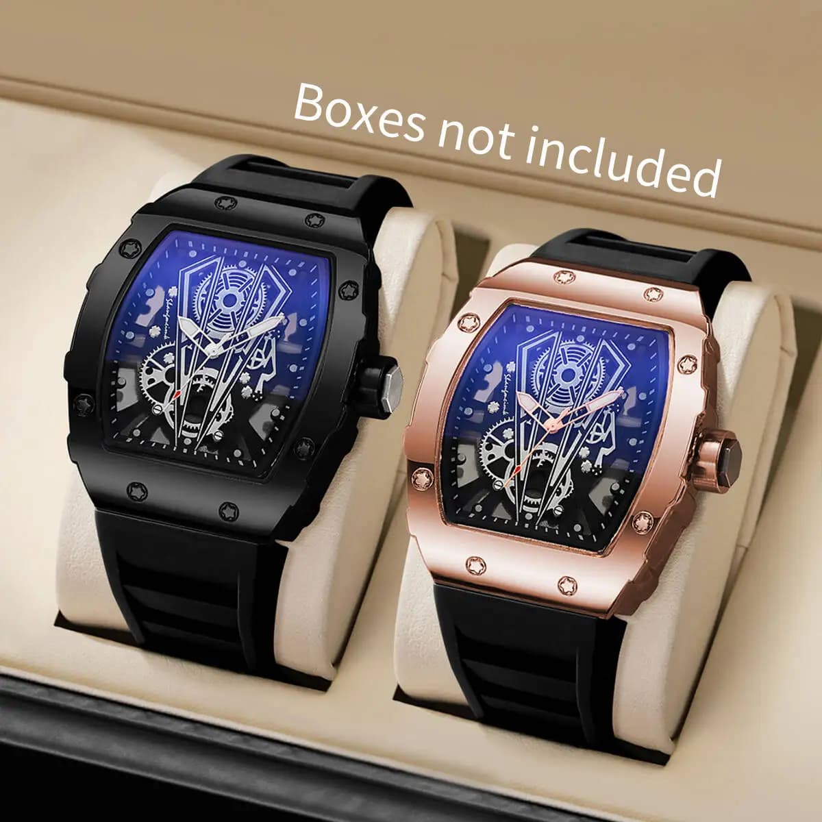Montre homme grand cadran quartz avec bracelet silicone - Montre sport décontractée pour activités pêche