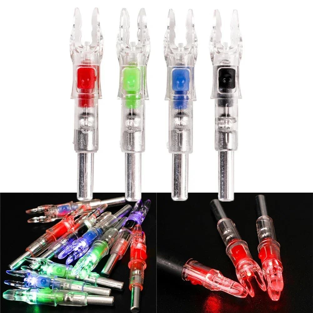 3 empennes lumineuses LED avec bouton pour flèches de pêche à l'arc 6.2mm éclairage automatique
