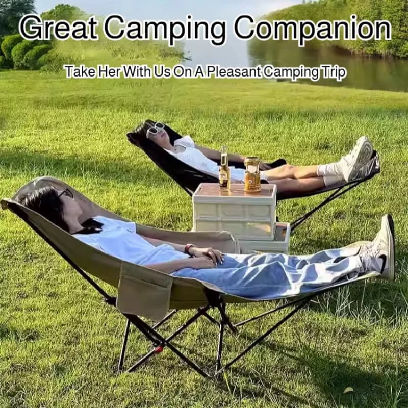 Fauteuil pliant portable avec repose-tête incurvé et repose-pieds - Confort maximal et rangement facile