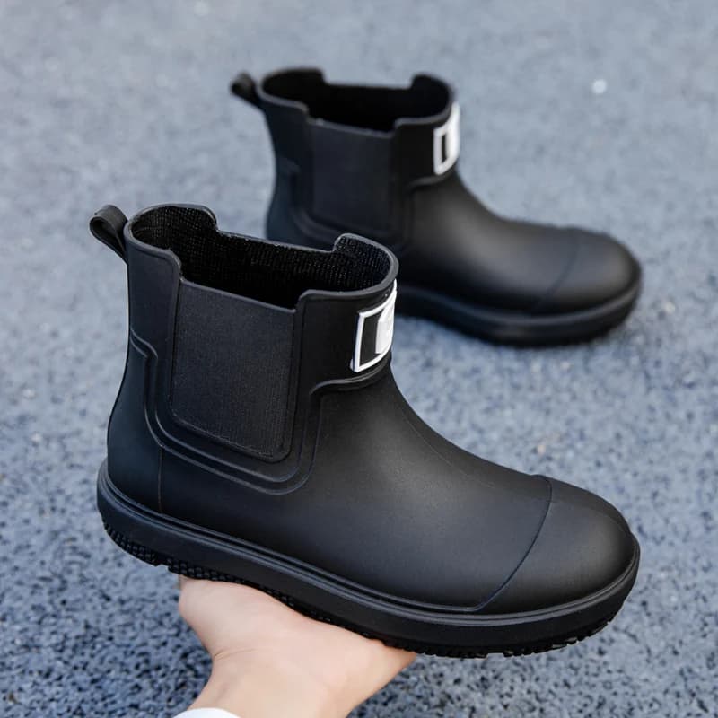 Bottes de pluie courtes anti-dérapantes pour pêche et travail en extérieur - Modèle PVC imperméable