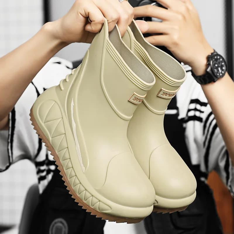Bottes pluie courtes homme mode pêche extérieur chaussons imperméables PVC anti-dérapantes cuisine lavage auto