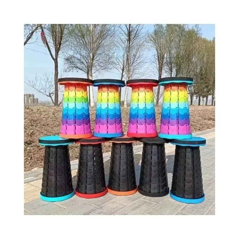 Tabouret pliant télescopique arc-en-ciel - Siège extensible portable pêche camping extérieur