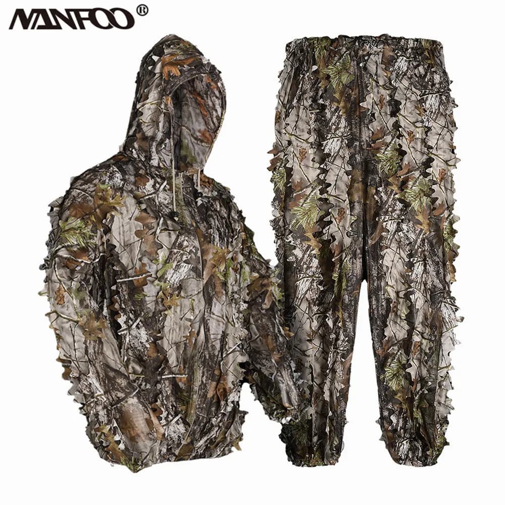 Ensemble pêche Ghillie 3D coupe arbre - protection UV observation oiseaux chasse jungle