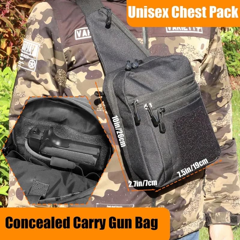 Sac poitrine tactique pour pistolet de pêche - Discret et convertible en sac à dos