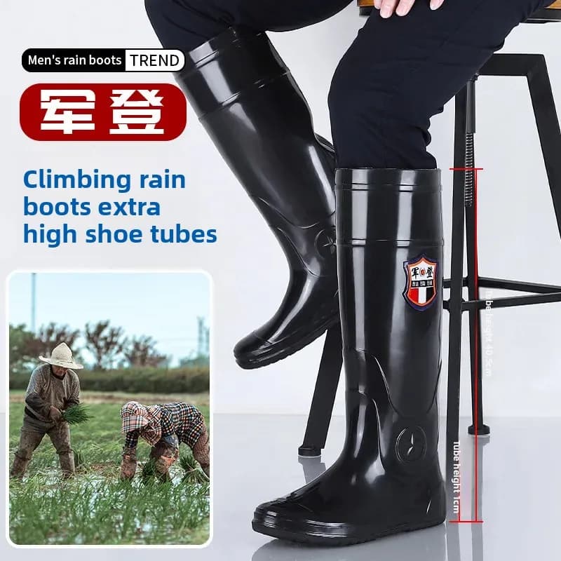 Bottes wading homme PVC haut tube antidérapantes plantation riz protection travail unisex