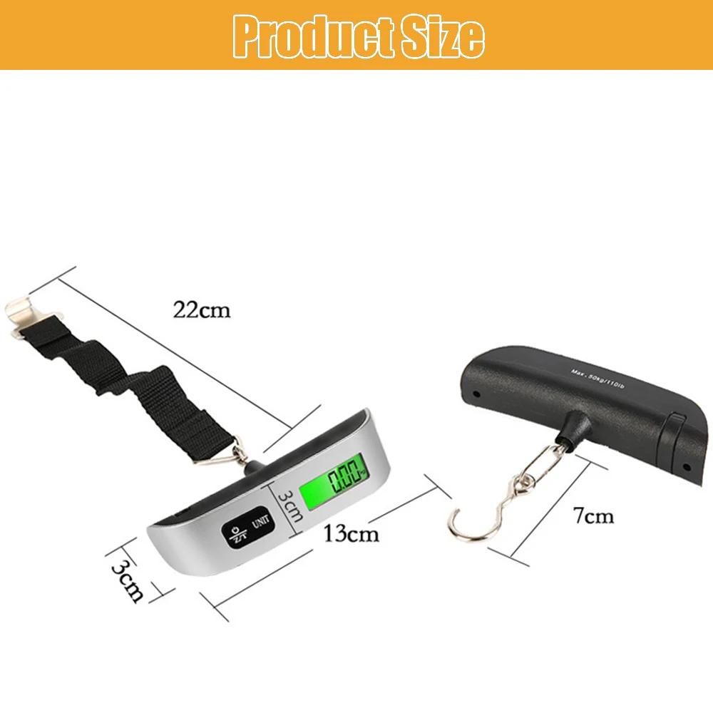 Balance électronique portable LCD 50kg/110lb pour bagages et pesée poissons - Outil voyage précis
