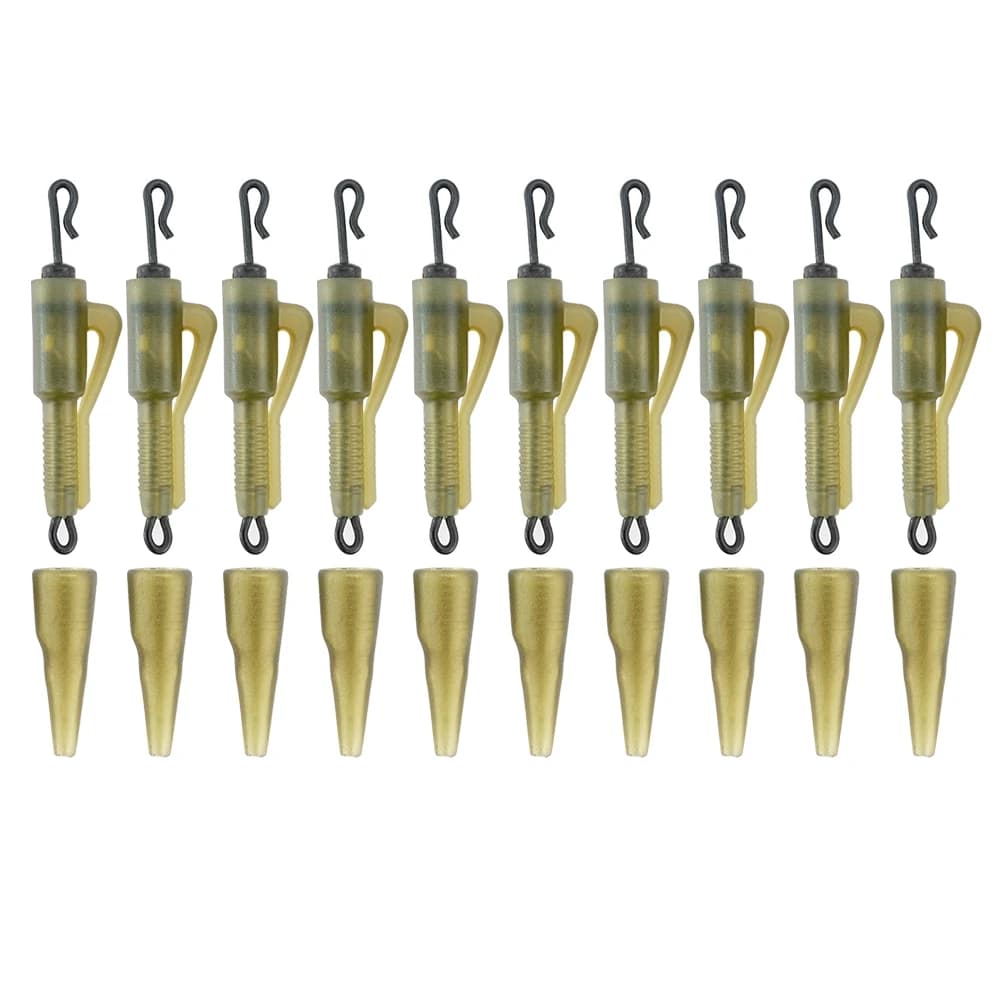 Hirisi 10 clips hybrides quick change anti-emmêlement pour pêche à la carpe avec cône caoutchouc