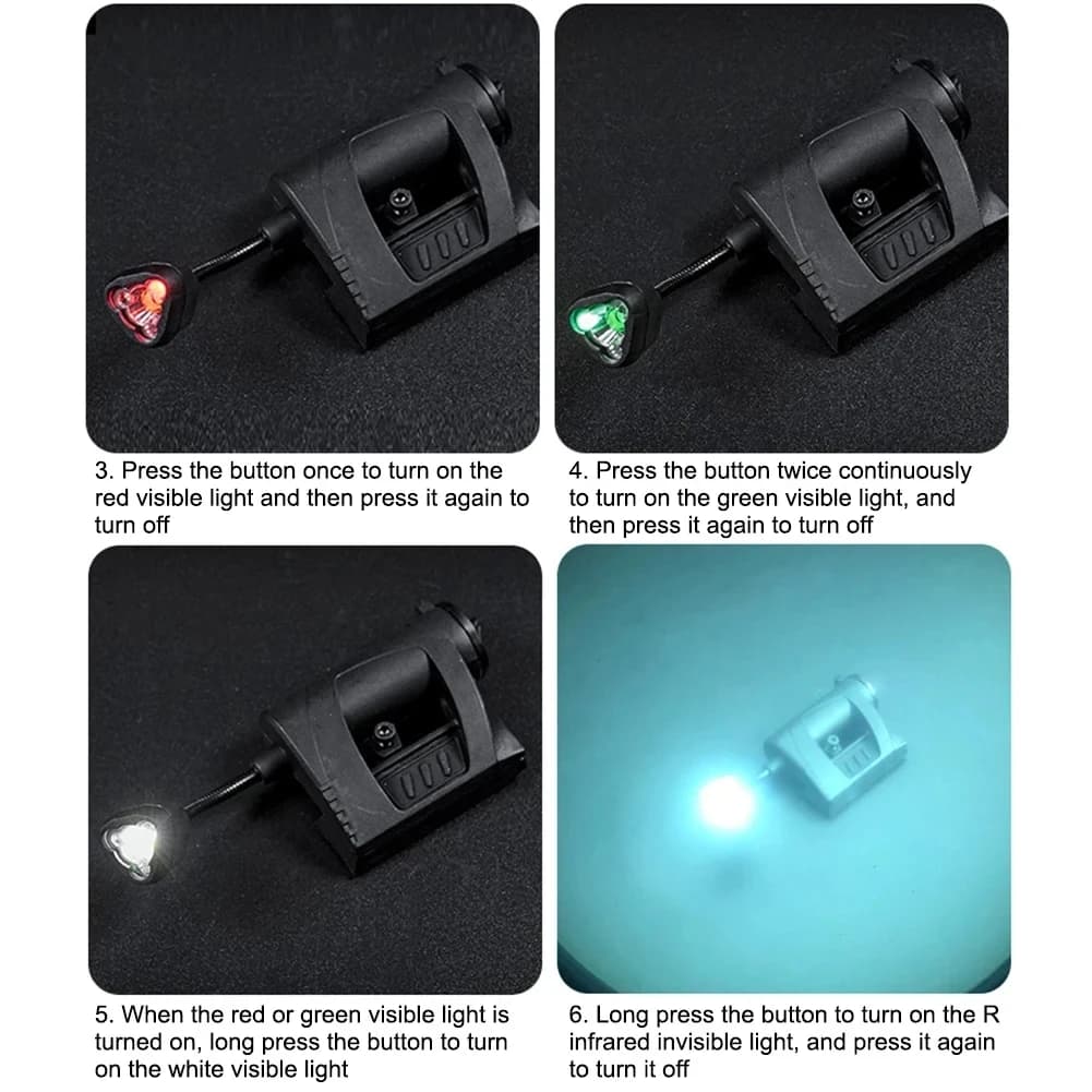 Lampe frontale tactique LED 3 modes pour casque - Éclairage nuit chasse pêche cyclisme militaire