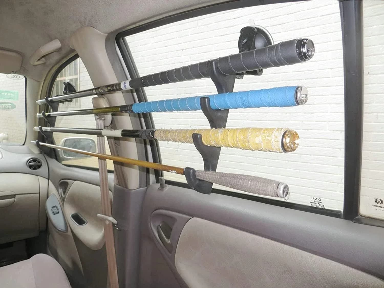 Support de canne à pêche voiture ventouse - Rangement cannes pêche accessoires auto fixation solide