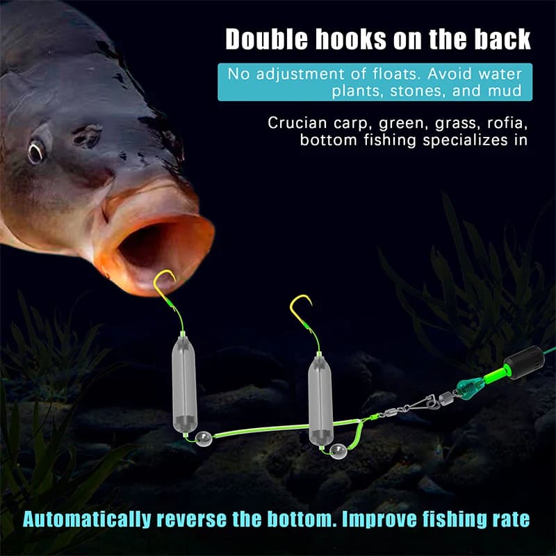 Hameçon double pêche leurre vivant avec base anti-séparation argentée et barbe double - Acier haute teneur en carbone