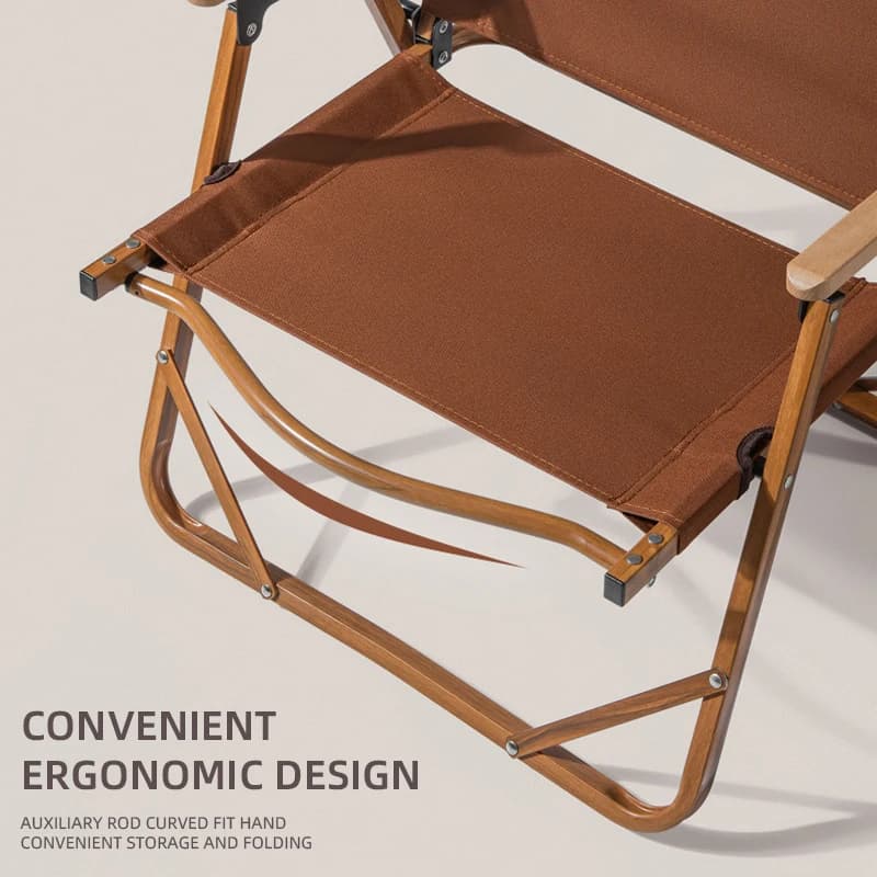 Chaise Hispeed pliante aluminium motif bois - Fauteuil léger pêche randonnée plage camping