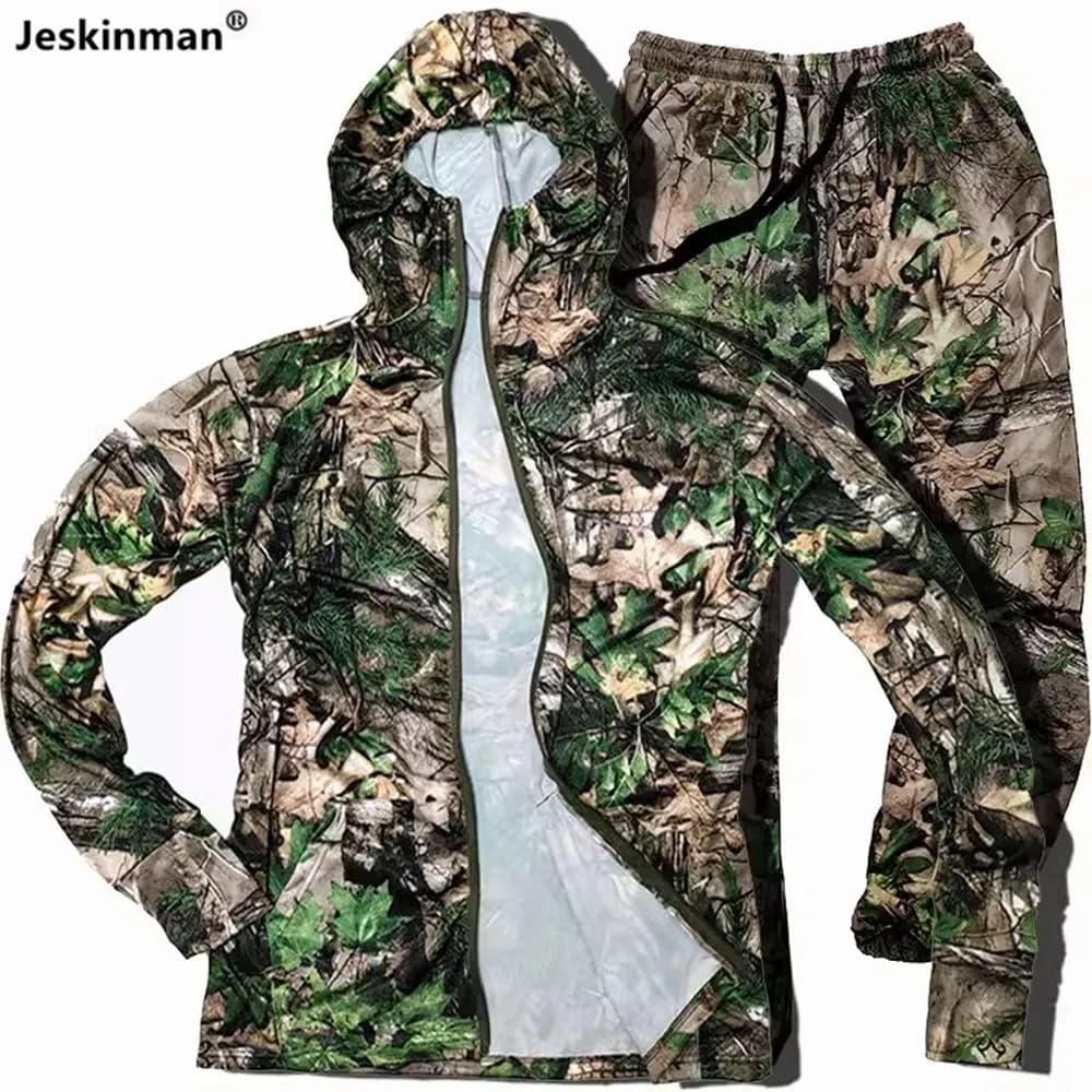 Combinaison pêche été soie glacée confortable - Tenue camouflage bionique élastique anti-transpiration légère