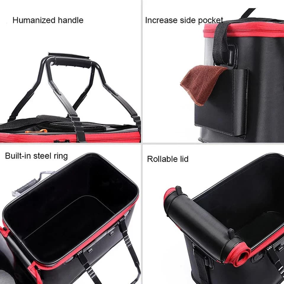 Sac de pêche portable pliable seau à poissons vivants boîte camping contenant eau bassin rangement