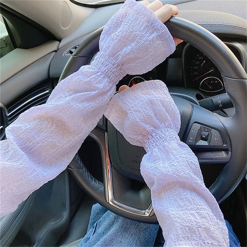 Manches longues soie glacée anti-coup de soleil homme femme été - Protection UV vélo doigts libres