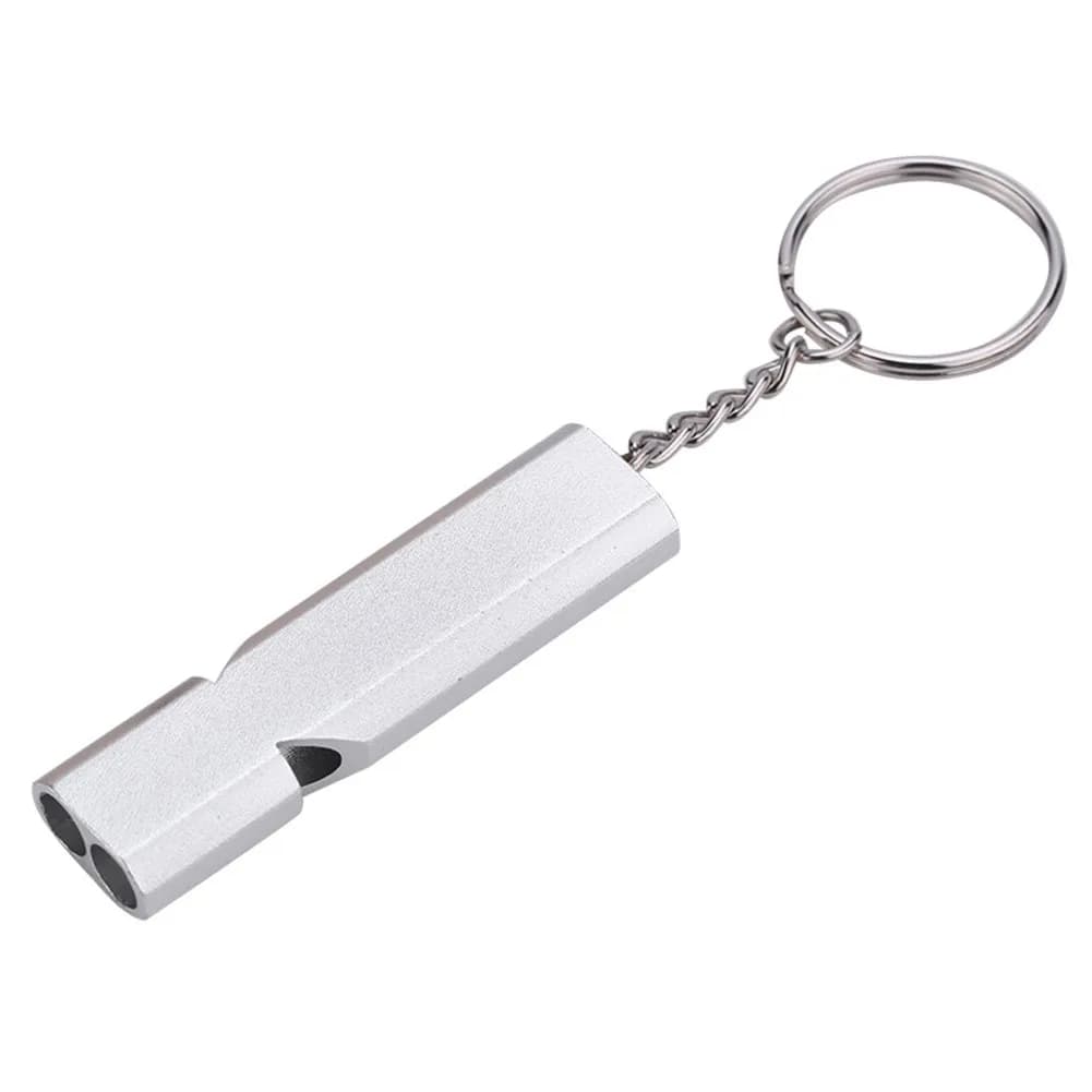 Sifflet de survie SOS 120db double tube aluminium - Accessoire camping pêche portable sécurité